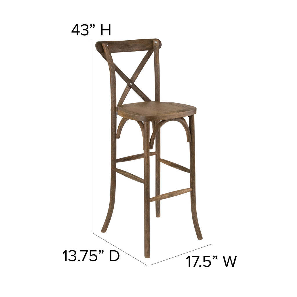 Dark Antique Wood Cross Back Barstool L208763