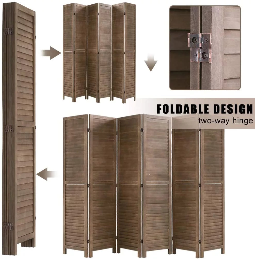 Wood 6 Panel Room Divider Privacy Screen H54805