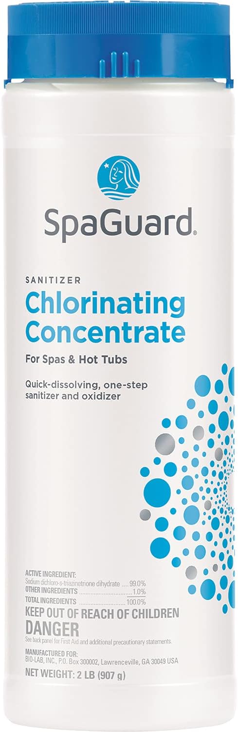 Hot Tub Chemical Bundle with Chlorine, Shock, Stain and Scale Control, Test Strips, Scum Absorber P7867