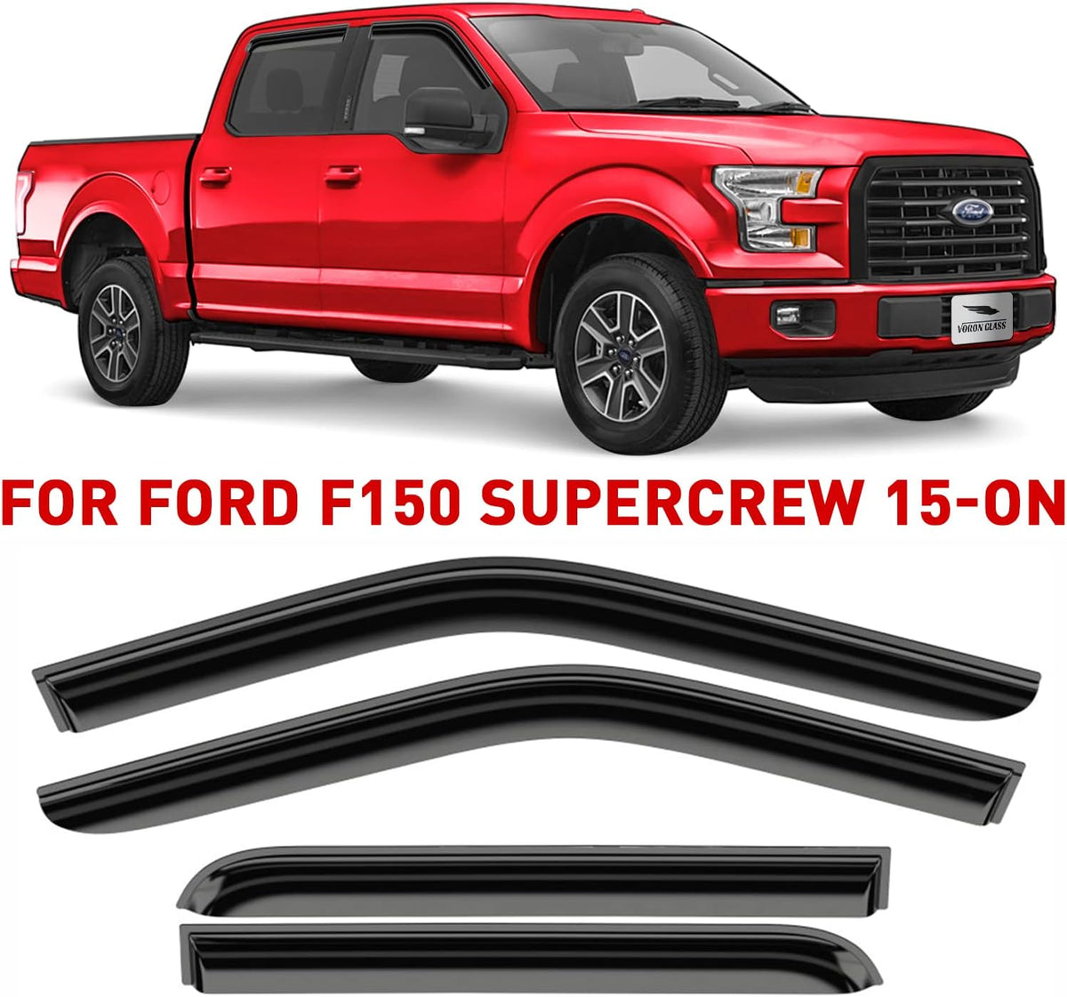 4 Pieces In-Channel Window Deflectors for Trucks B3606