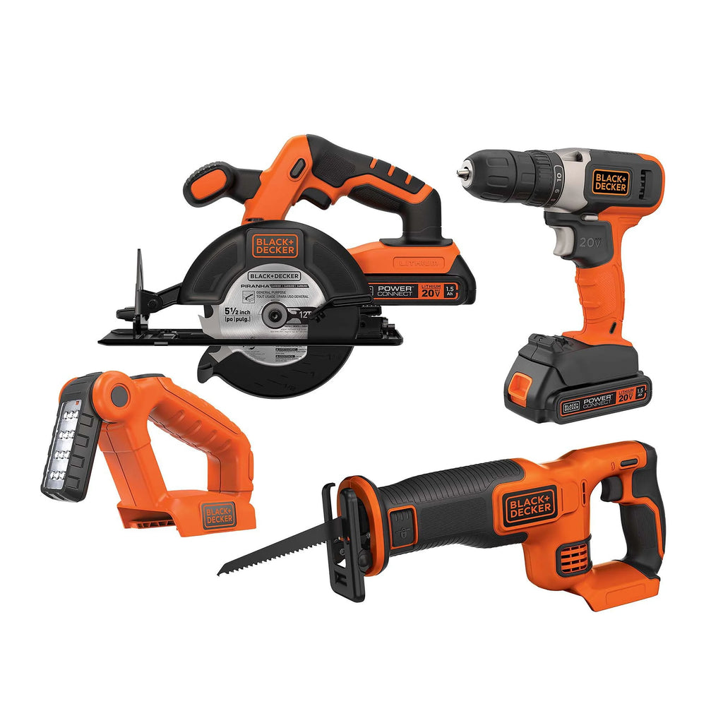 20 Volt 4-Tool Kit with Drill, Circular Saw, Reciprocating Saw, and Work Light W153792