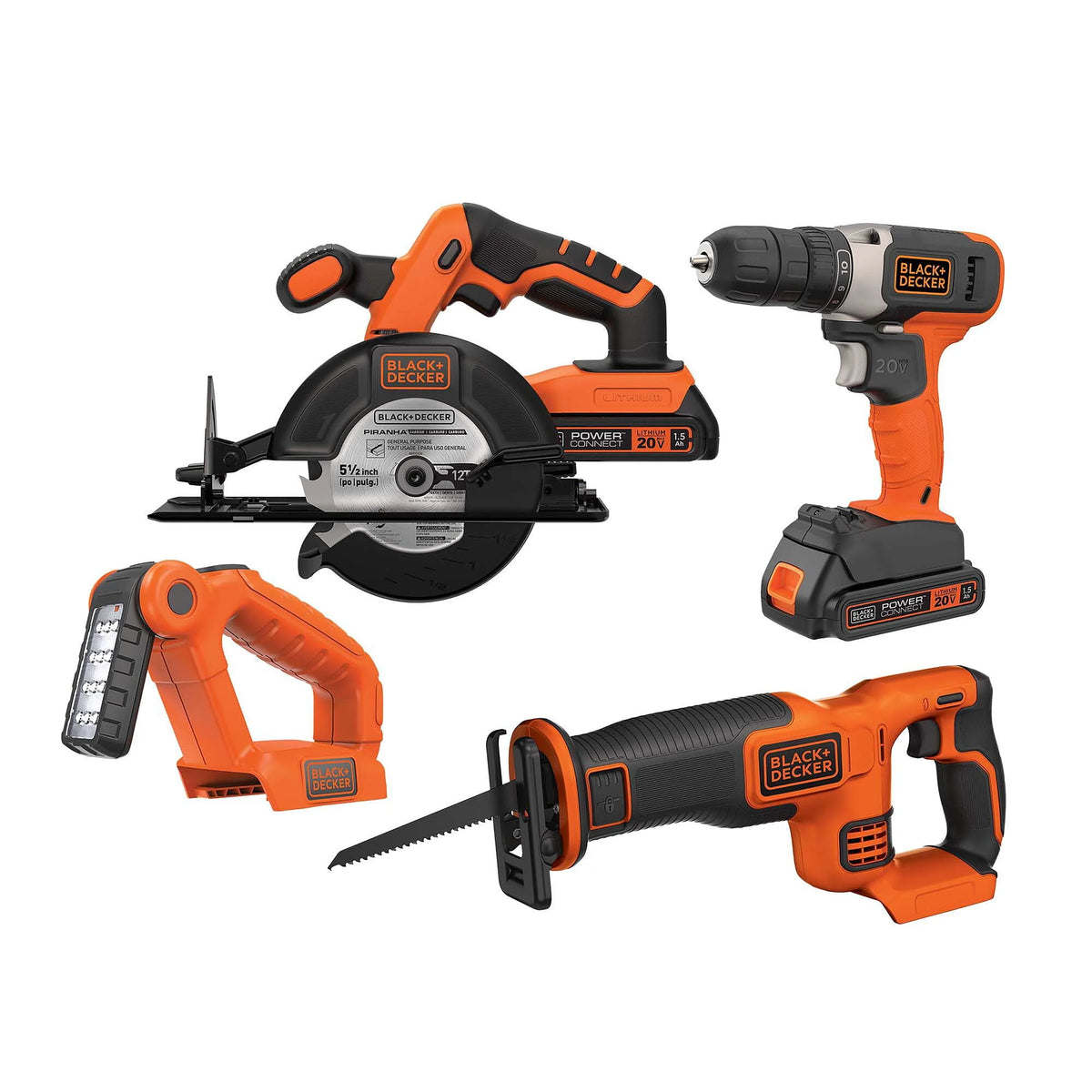 20 Volt 4-Tool Kit with Drill, Circular Saw, Reciprocating Saw, and Work Light W153792