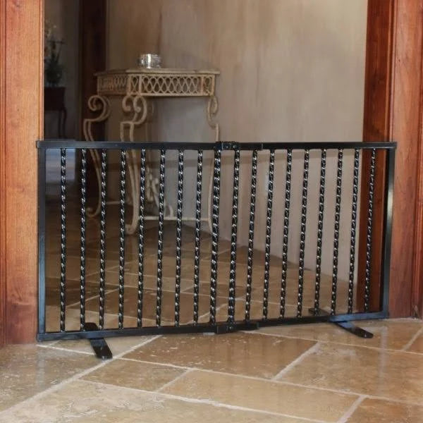 White Wrought Iron Freestanding Pet Gate A536248