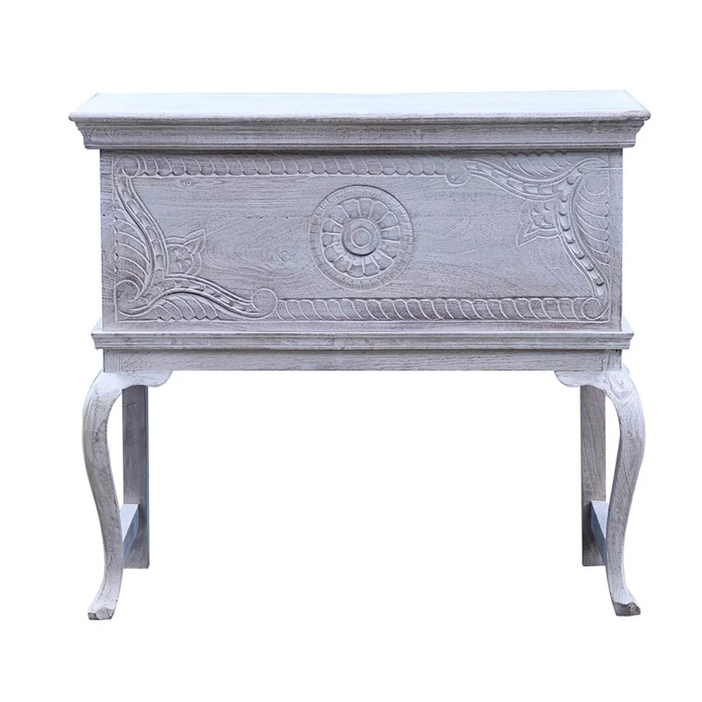 Reclaimed Wood Hand Carved Console Table G983
