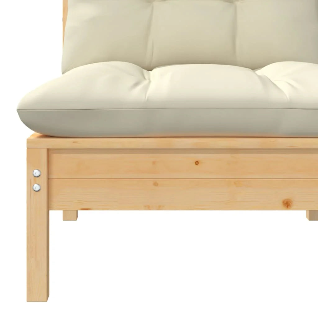 Solid Pinewood Patio Sofa with Cushions Q984834
