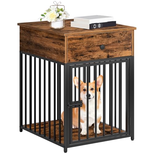 Wooden Dog Crate Furniture with Drawer A91066