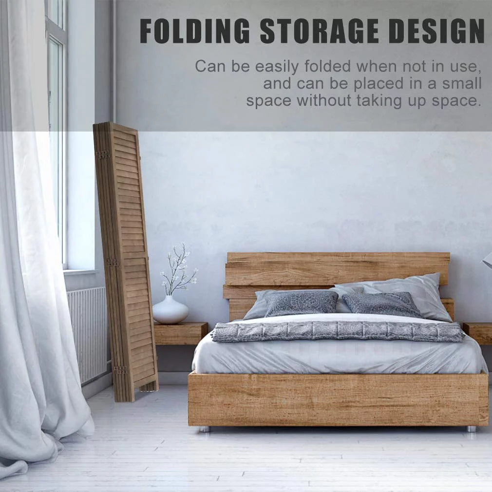 Wood 6 Panel Room Divider Privacy Screen H54805