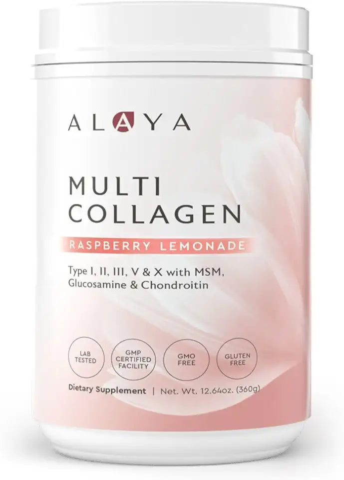 Multi Collagen Powder Type I II III V X Hydrolyzed Collagen Peptides with MSM GC Raspberry Lemonade P44838