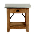 22" Wood and Zinc Metal End Table with Drawer I4385