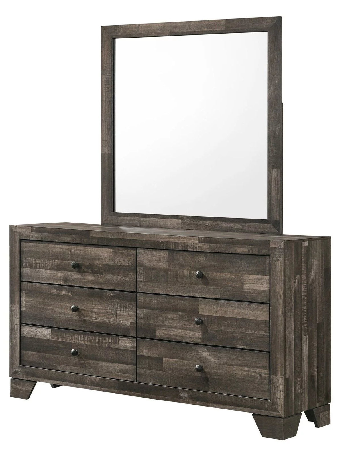 Rustic Brown 6pc King Size Platform Bedroom Set S660