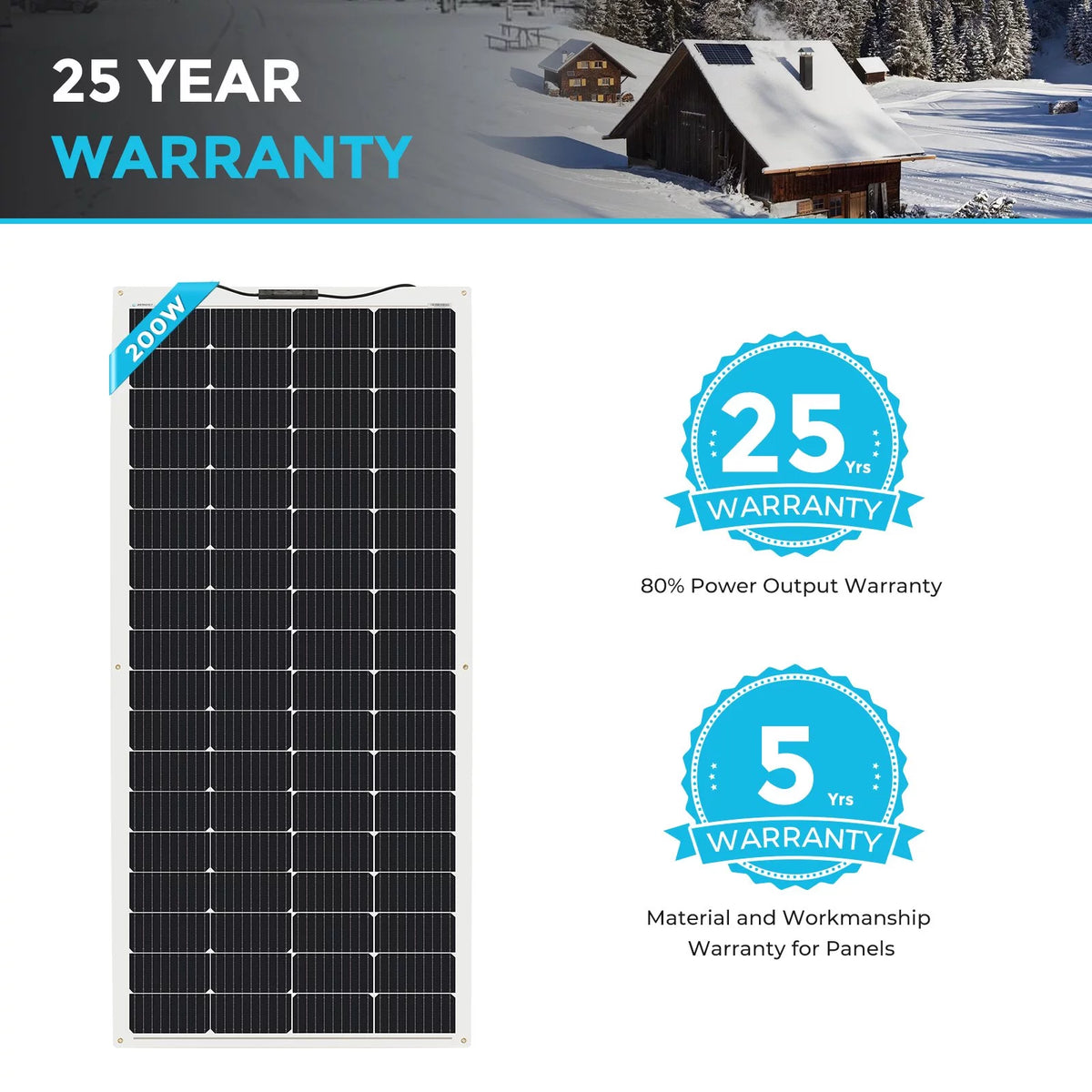 200 Watt 12 Volt Flexible Monocrystalline Solar Panel S9581