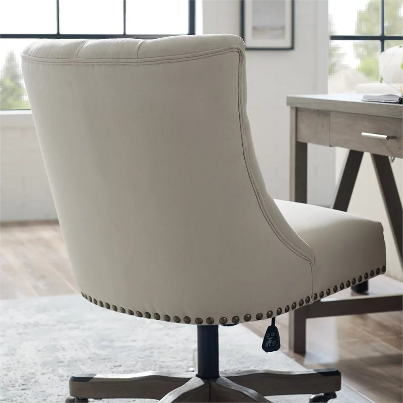 Wood Upholstered Office Chair in Natural Beige J843968