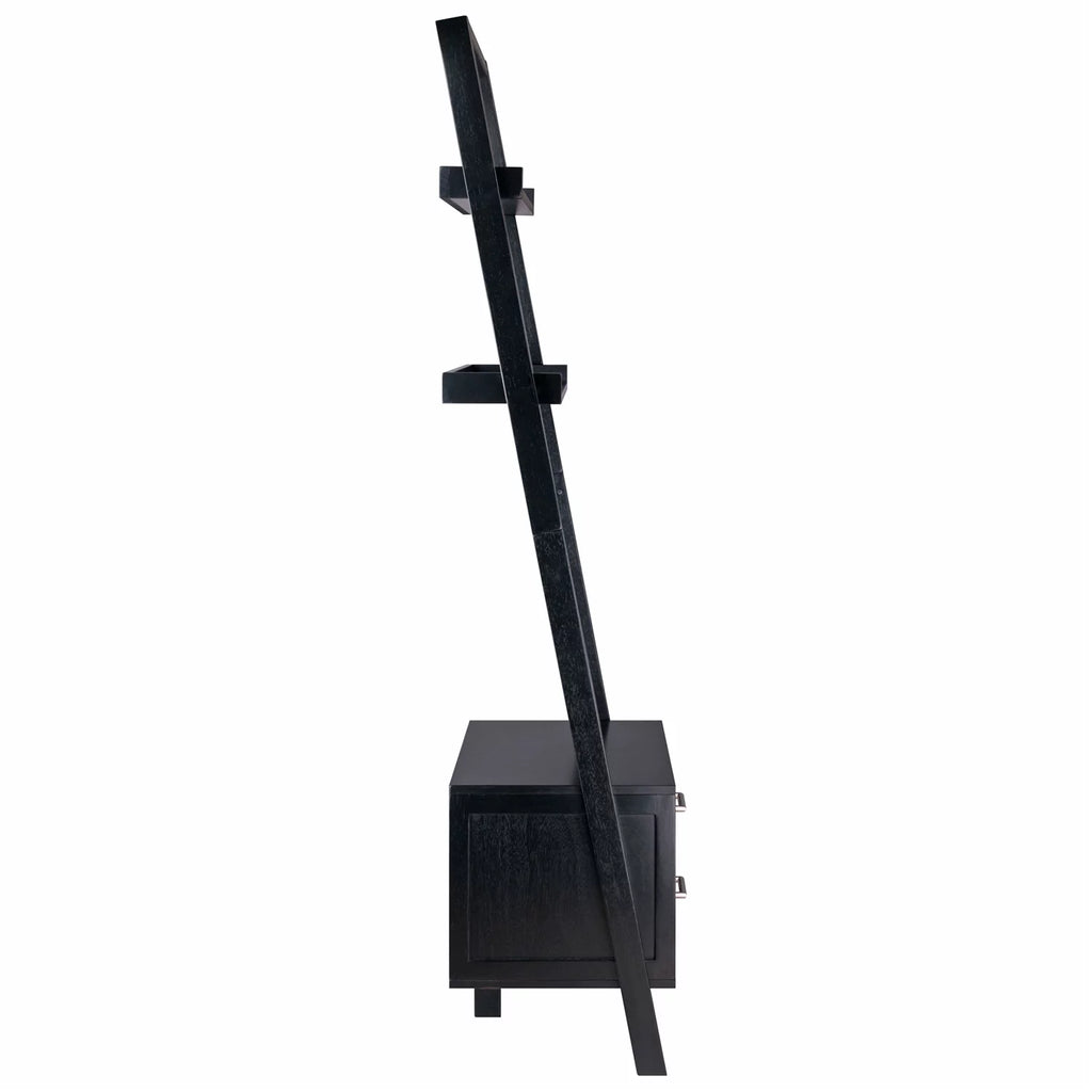 Black 2 Drawer Leaning Ladder Bookshelf R363