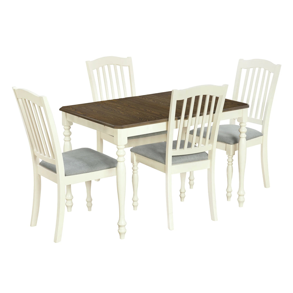 Extendable Dining Table Set with Butterfly Leaf and Upholstered Chairs L74223