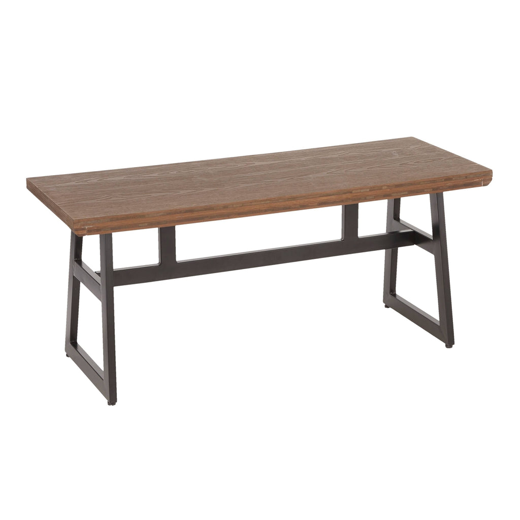 Black/Brown Metal and Wood Industrial Bench C843212