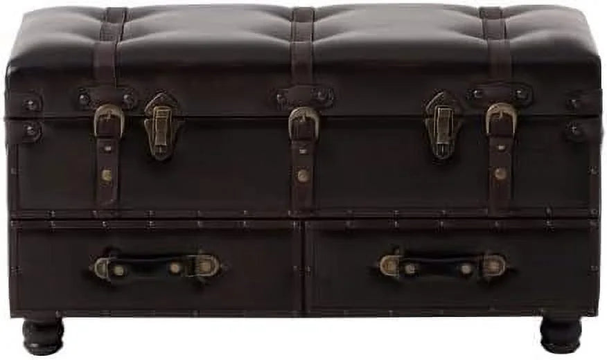 Vintage Faux Leather Ottoman Bed Bench Chest J519