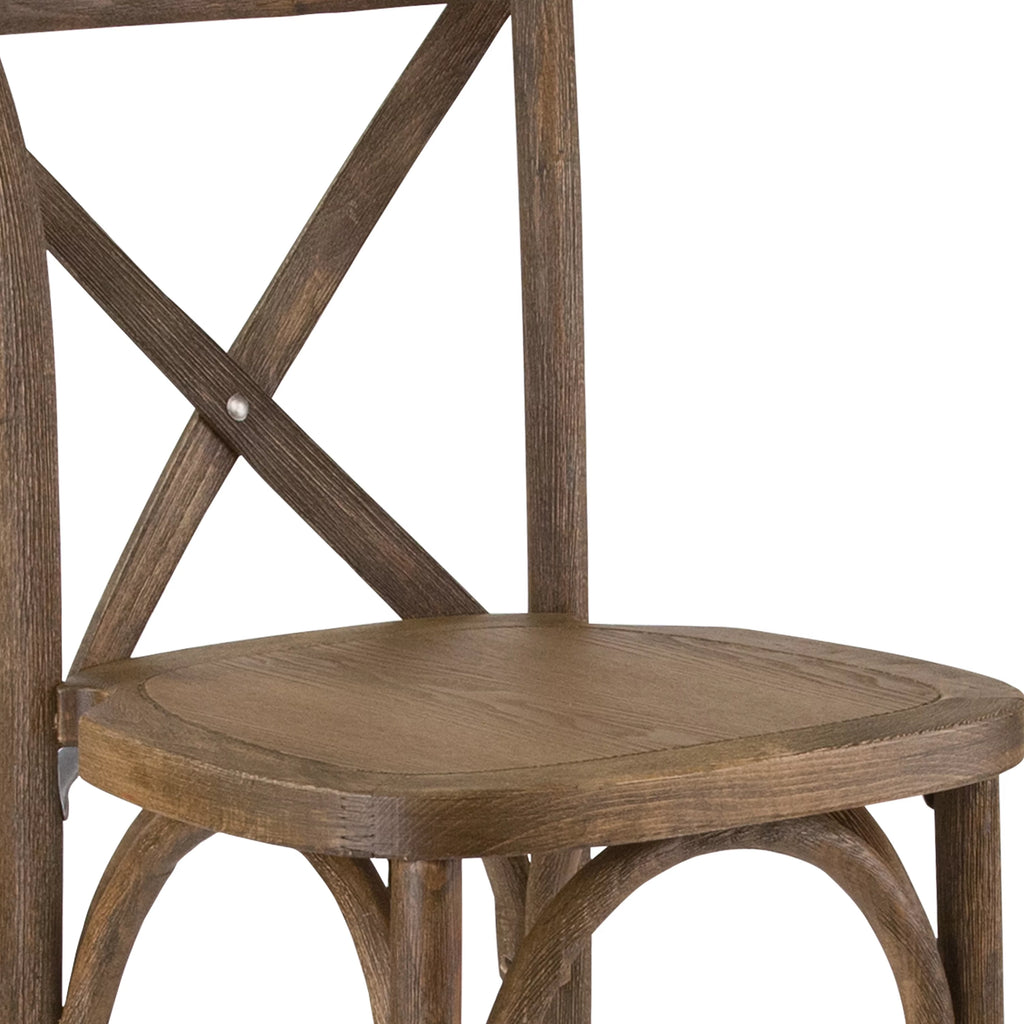 Dark Antique Wood Cross Back Barstool L208763