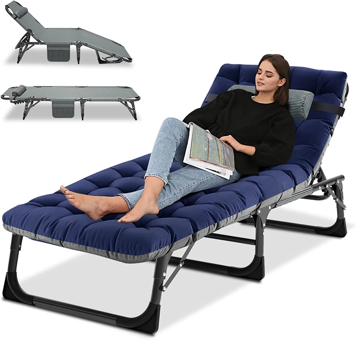 Portable Folding Camping Cot Bed with Mattress & Pillow I21660