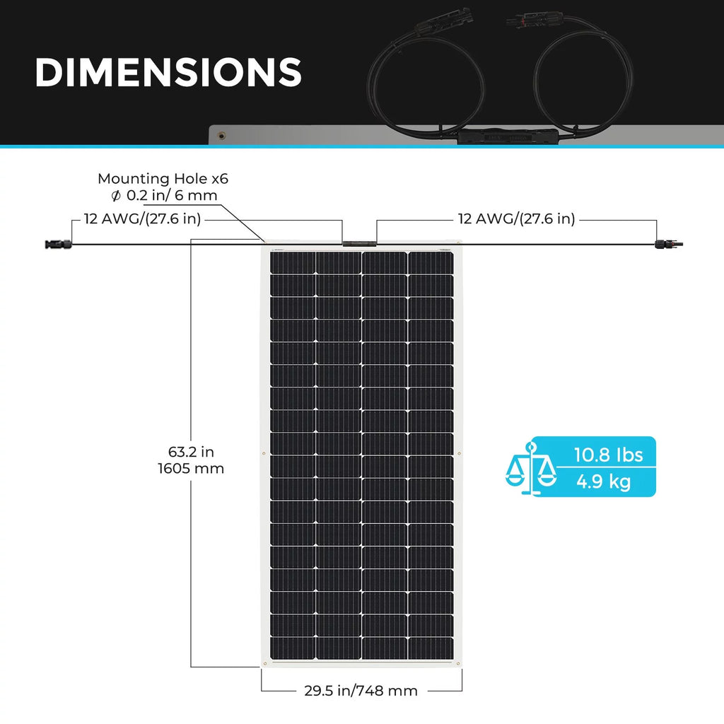 200 Watt 12 Volt Flexible Monocrystalline Solar Panel S9581
