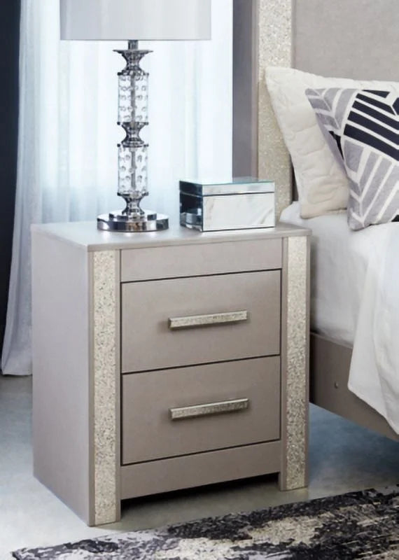Gray 2 Drawer Nightstand W7305
