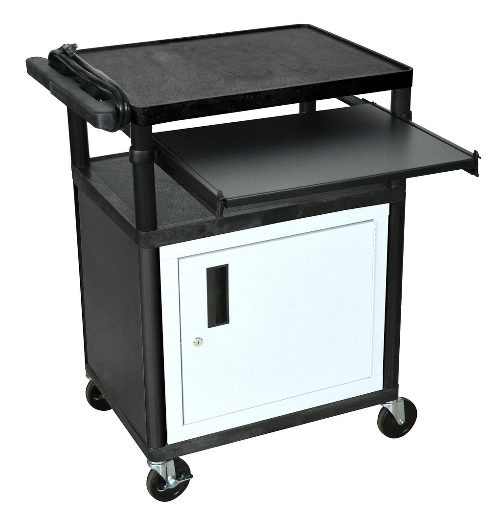 Black 3 Shelf Presentation Cart with Cabinet G366735