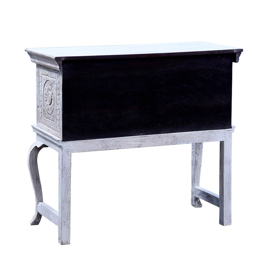 Reclaimed Wood Hand Carved Console Table G983