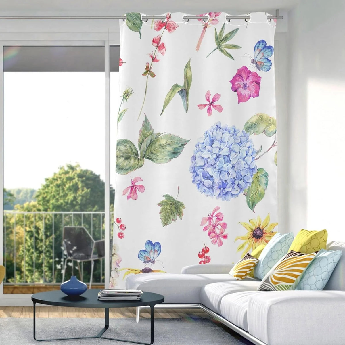 Blackout Curtain 84 inches Length Watercolor Floral Room Darkening L870419