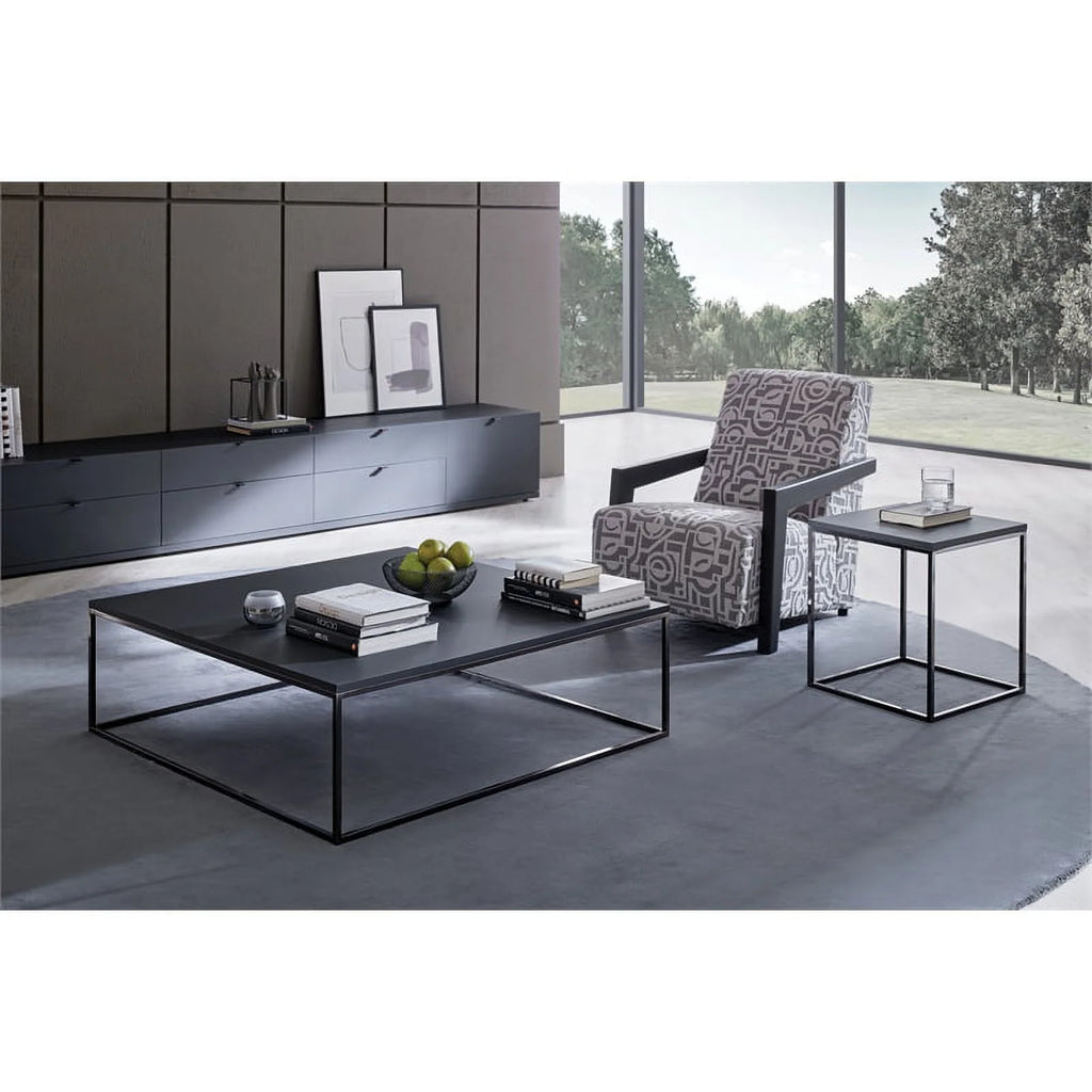 Black Engineered Wood & Metal Side Table U120824