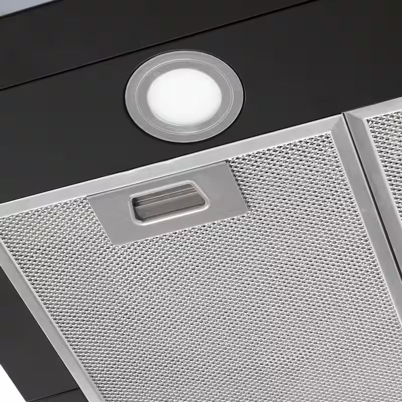 30 in. 350CFM Convertible Black Range Hood with Charcoal Filters and LED Lighting O566071