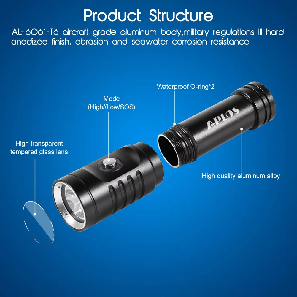 IPX8 Waterproof 1050lm Diving Flashlight X534