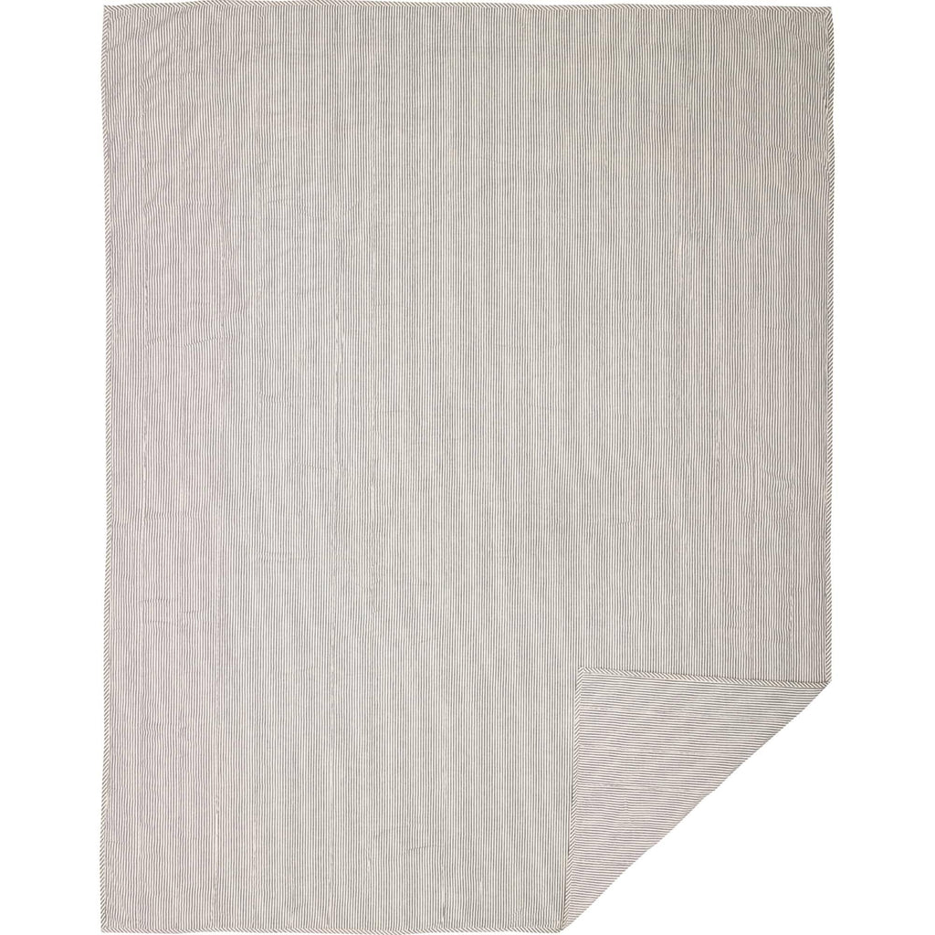 Blue Ticking Stripe King Quilt Coverlet S52893