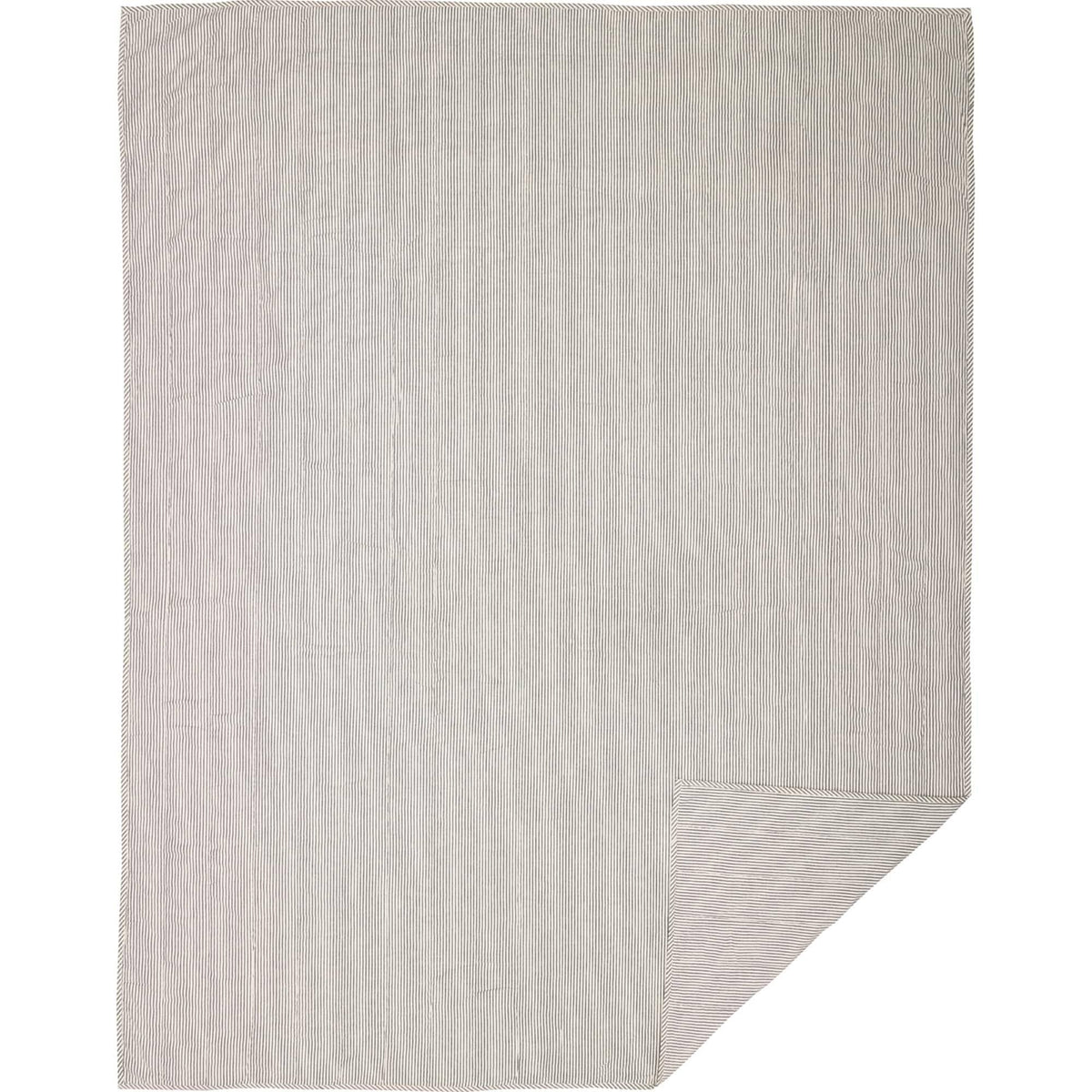 Blue Ticking Stripe King Quilt Coverlet S52893