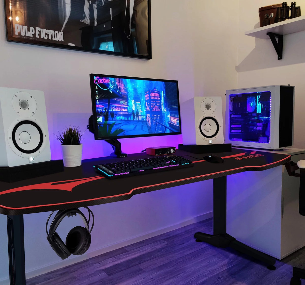 55 inch T-Shaped Legs Gaming Desk with Mouse Pad P6067