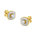 10K Yellow Gold Plated Sterling Silver 1/2ct TDW Diamond Square Stud Earrings P740663