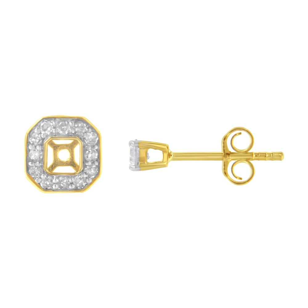 10K Yellow Gold Plated Sterling Silver 1/2ct TDW Diamond Square Stud Earrings P740663