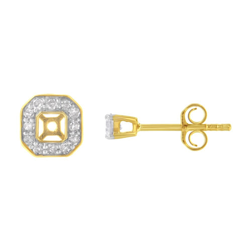 10K Yellow Gold Plated Sterling Silver 1/2ct TDW Diamond Square Stud Earrings P740663