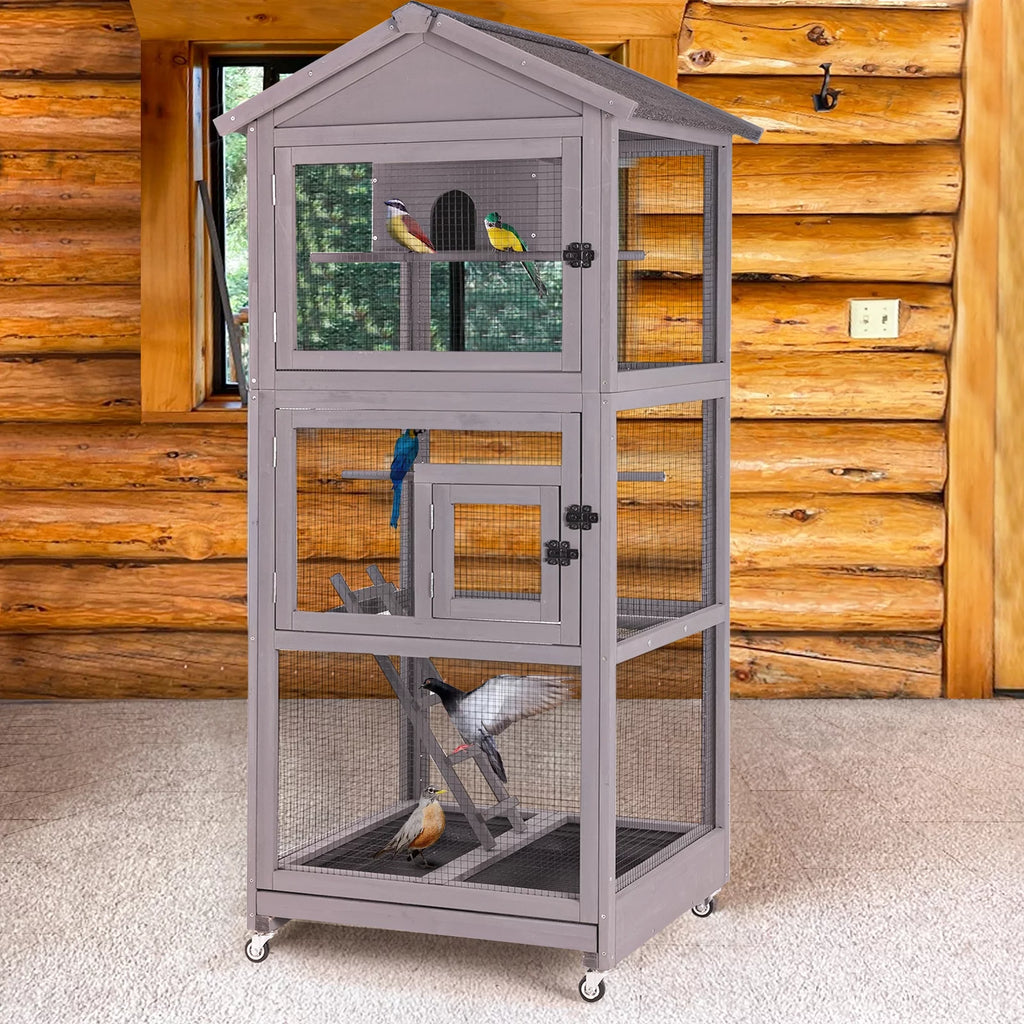 71'' Wooden Birdcage with Stand E952989