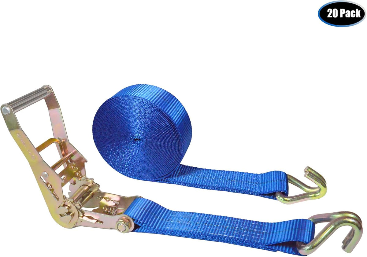 2” x 30’ Double Wire J Hook Ratchet Straps (Pink, 8 Pack) L454812