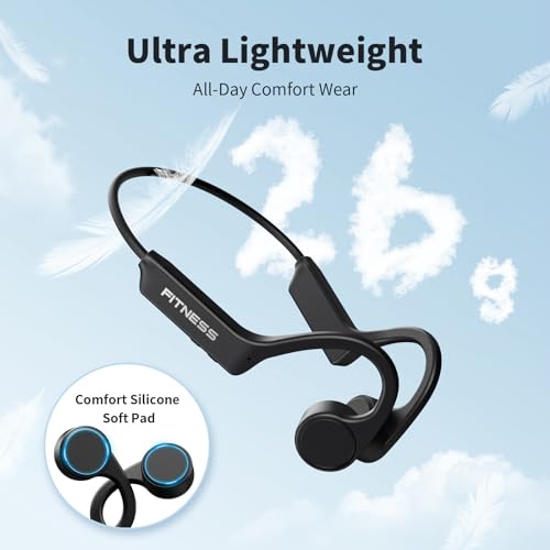 Bone Conduction Open Ear Bluetooth Headphones with Mic, IPX6 Waterproof, Black A249