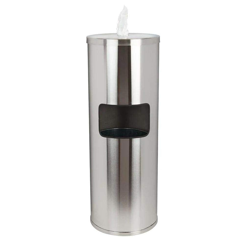 Stainless Steel Floor Stand Wipe Dispenser with Built-in Trash Can T661