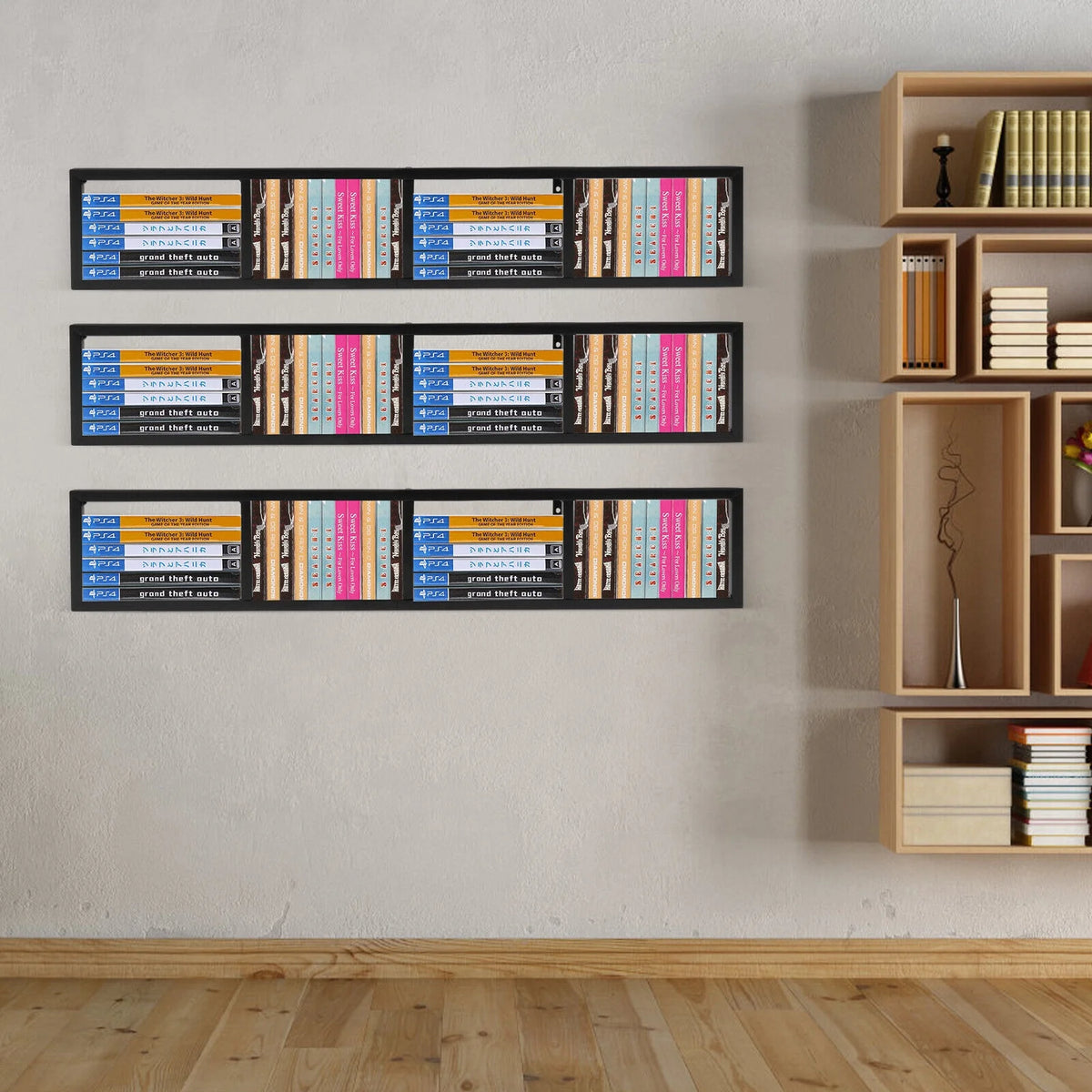 Wall Mount Video Game Storage Shelf CD DVD Media Organizer Rack Holder 34inch A753