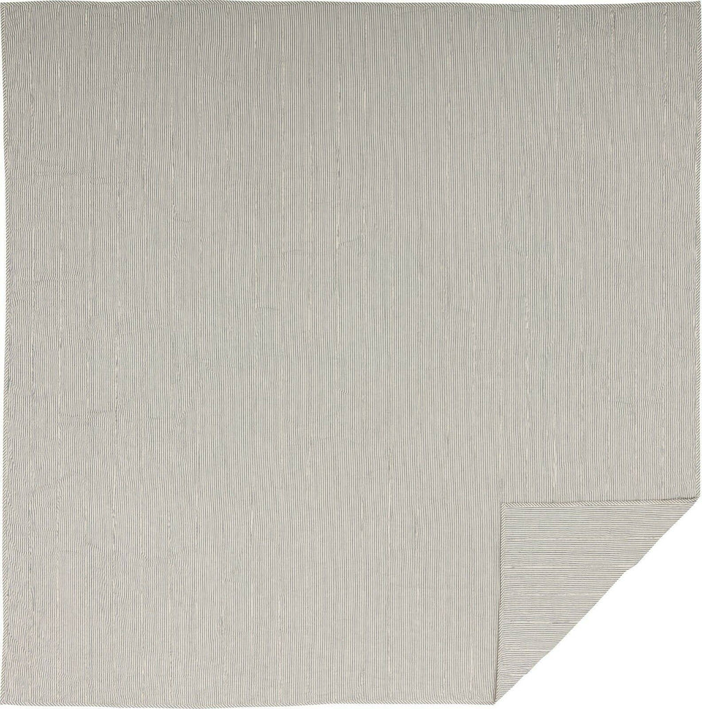 Blue Ticking Stripe King Quilt Coverlet S52893