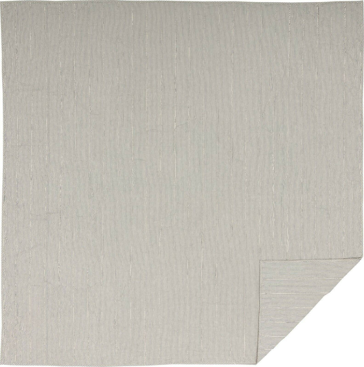 Blue Ticking Stripe King Quilt Coverlet S52893