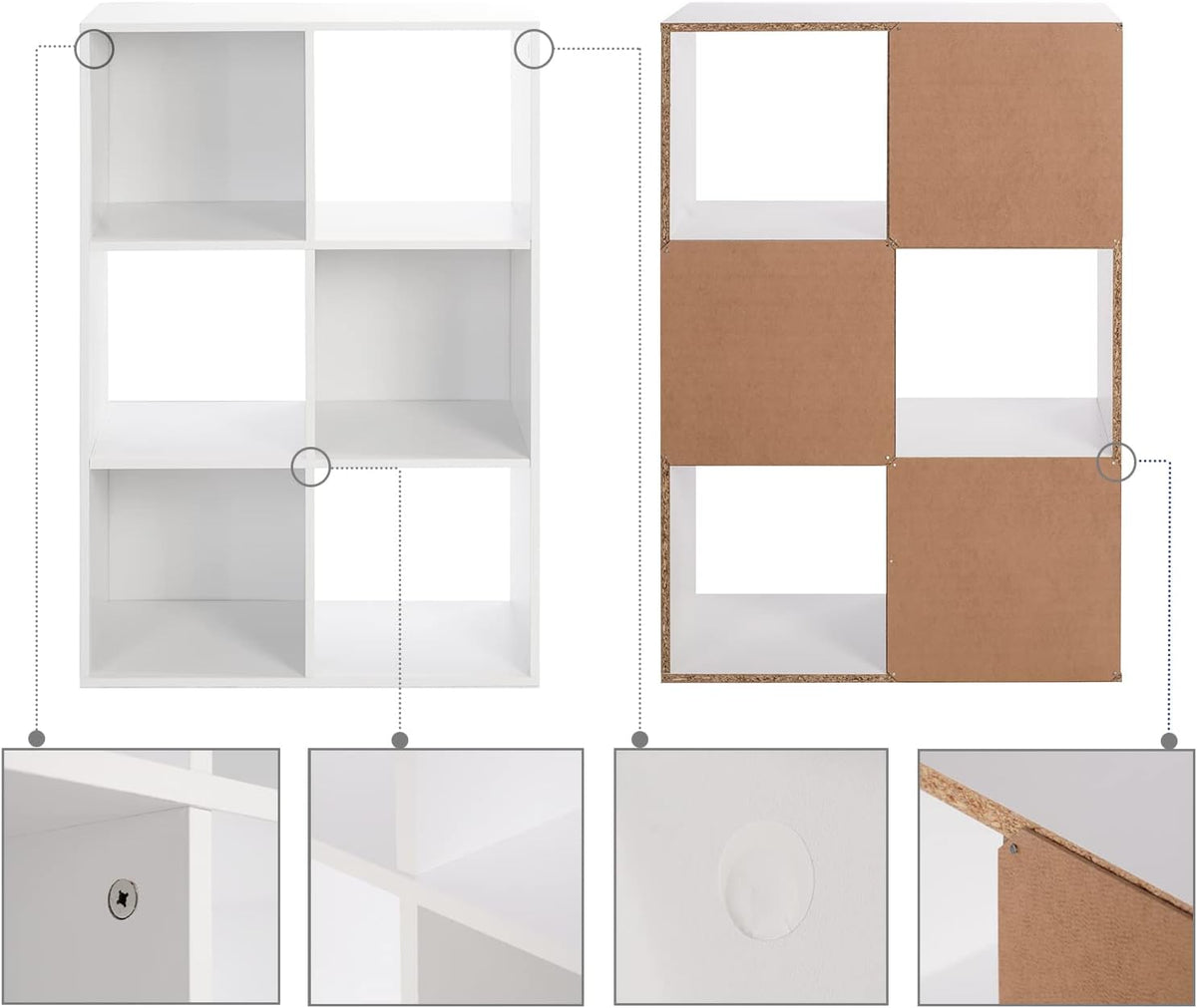 White 6-Cube Wooden Storage Organizer B979109