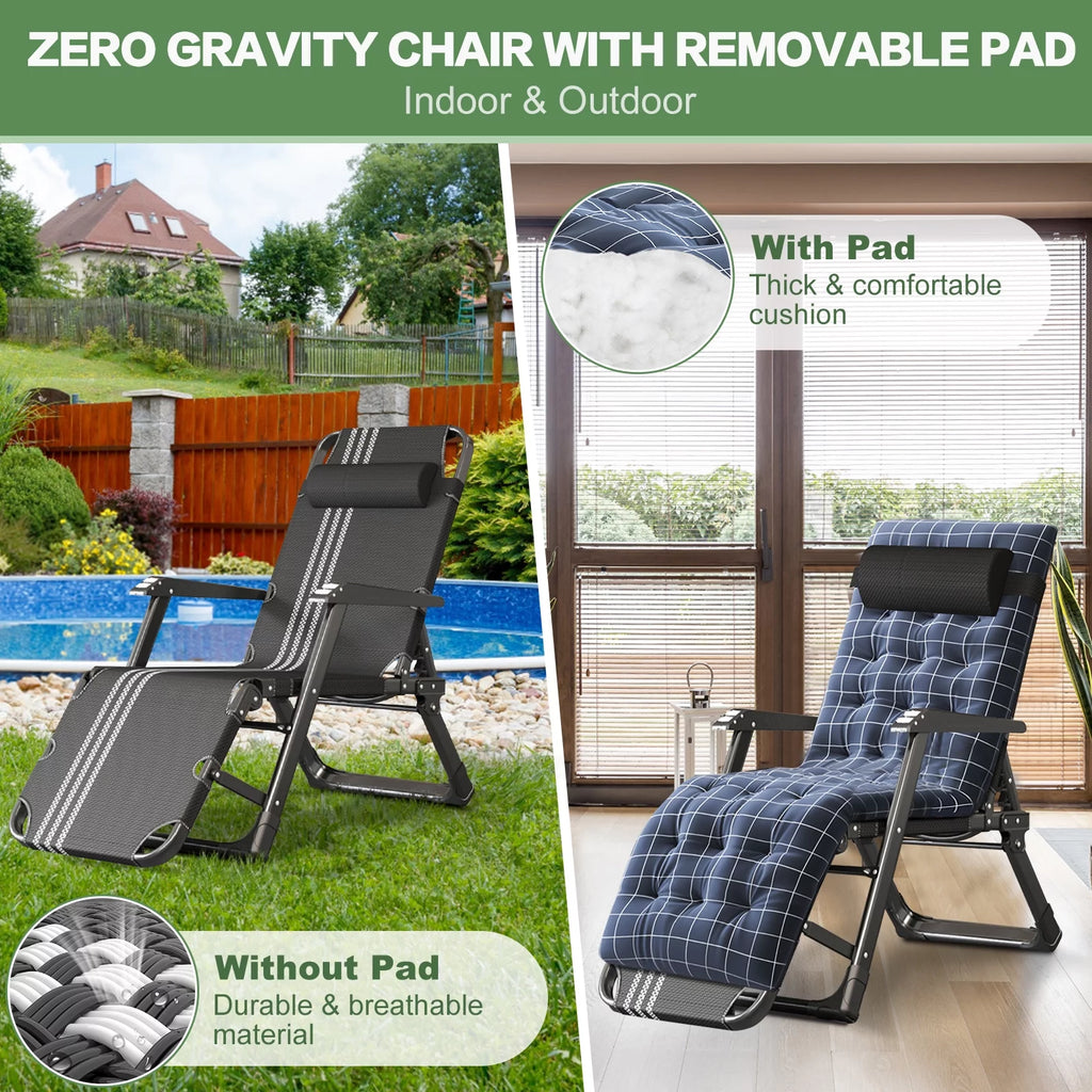 Zero Gravity Outdoor Folding Lounge Chair with Pillow V422