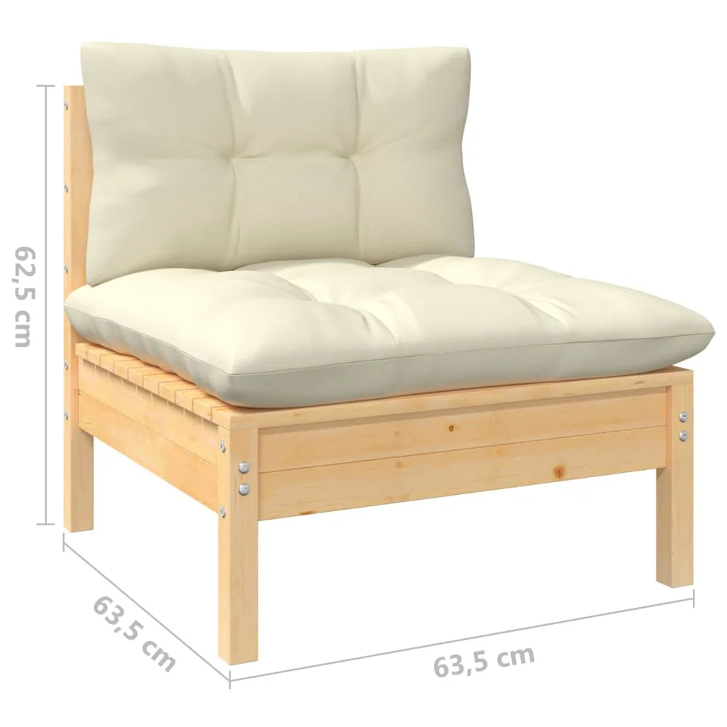 Solid Pinewood Patio Sofa with Cushions Q984834