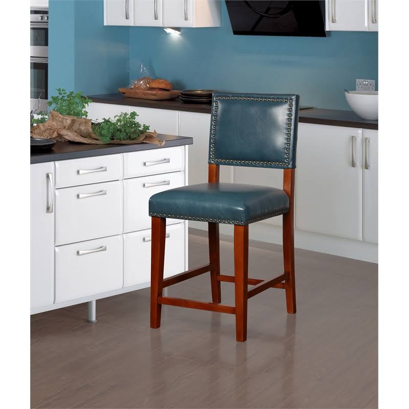Blue Wood Counter Stool X4348