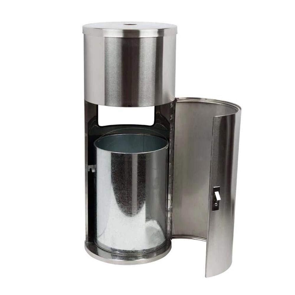 Stainless Steel Floor Stand Wipe Dispenser with Built-in Trash Can T661