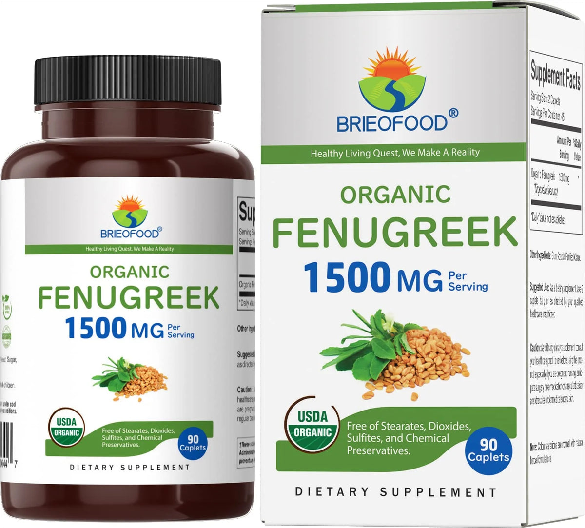 Organic Fenugreek 1500mg 300 Vegetarian Tablets L22850