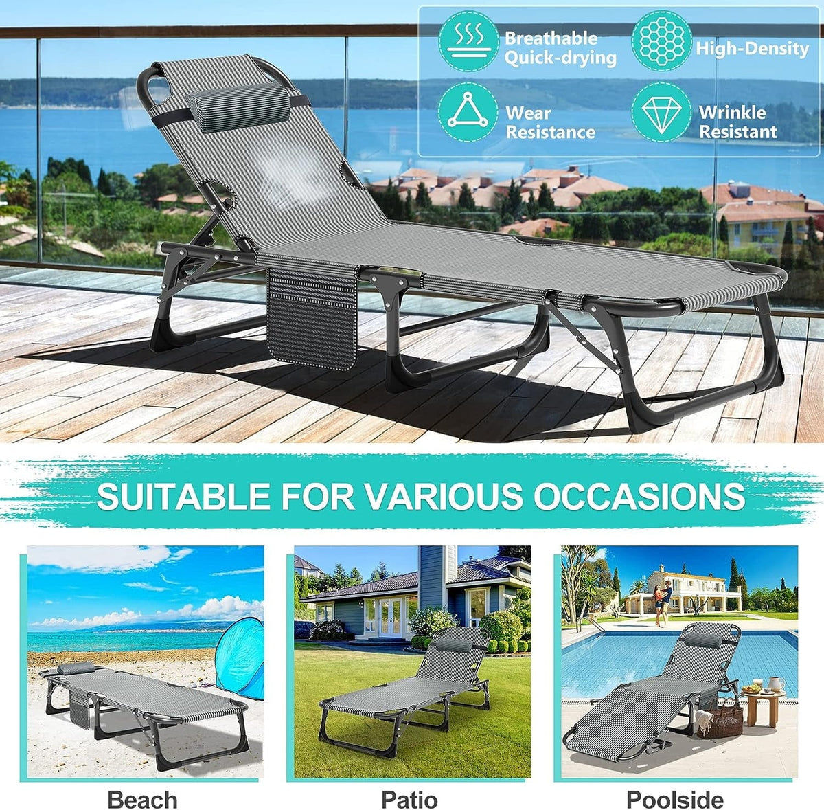 Portable Folding Camping Cot Bed with Mattress & Pillow I21660